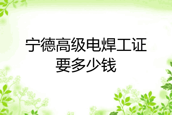 宁德高级电焊工证要多少钱