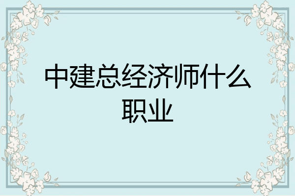 中建总经济师什么职业