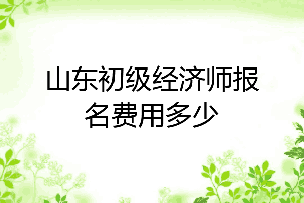 山东初级经济师报名费用多少