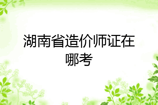 湖南省造价师证在哪考