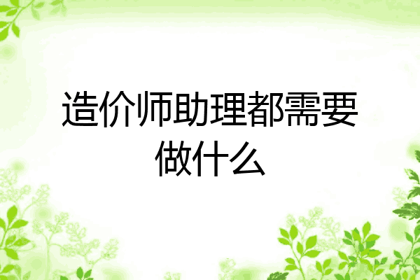 造价师助理都需要做什么