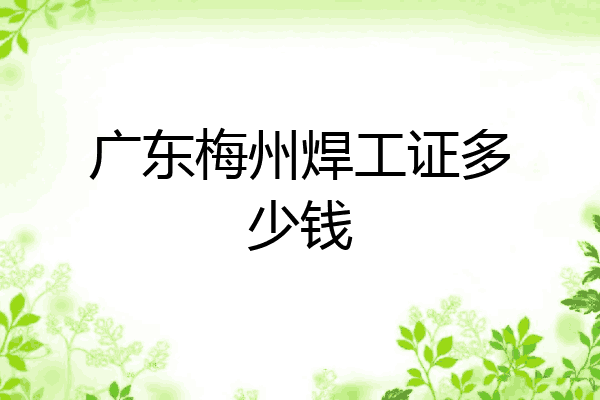 广东梅州焊工证多少钱