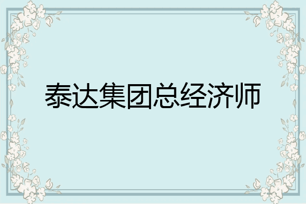 泰达集团总经济师