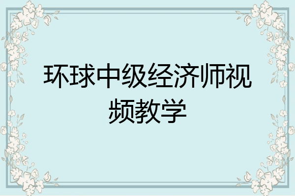 环球中级经济师视频教学