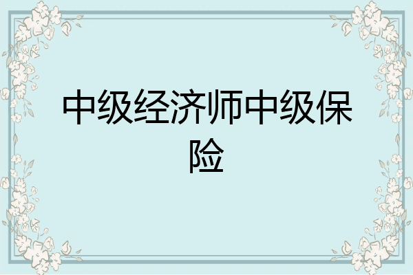 中级经济师中级保险