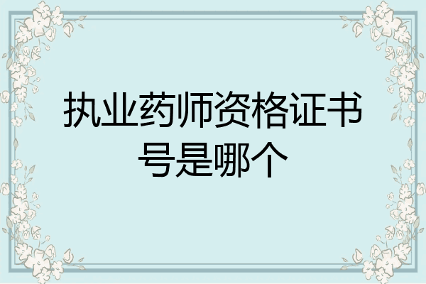 执业药师资格证书号是哪个