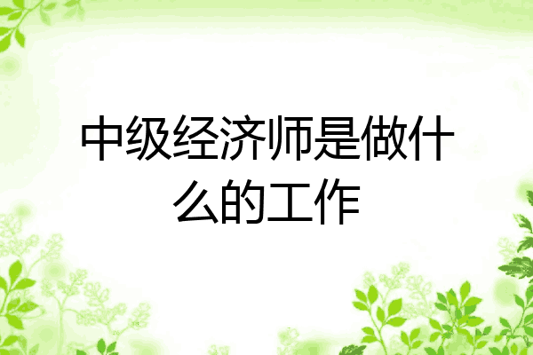 中级经济师是做什么的工作