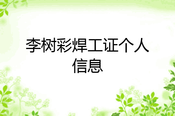李树彩焊工证个人信息