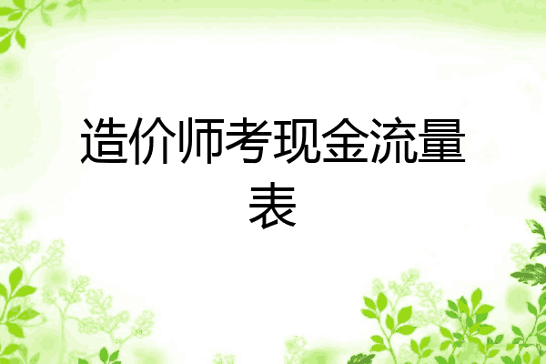 造价师考现金流量表