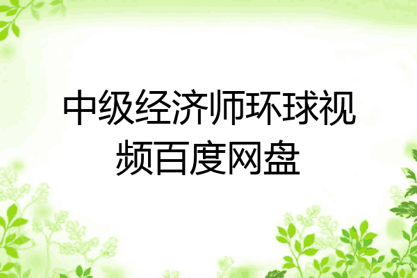 中级经济师环球视频百度网盘