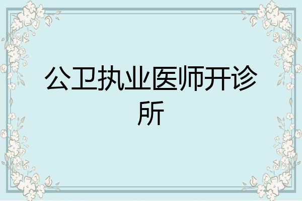 公卫执业医师开诊所