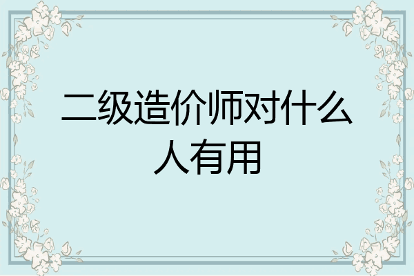 二级造价师对什么人有用