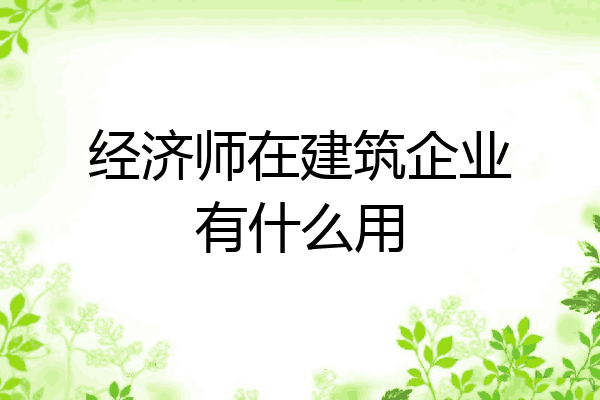 经济师在建筑企业有什么用