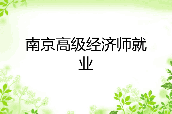 南京高级经济师就业