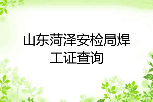 山东菏泽安检局焊工证查询