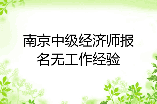 南京中级经济师报名无工作经验