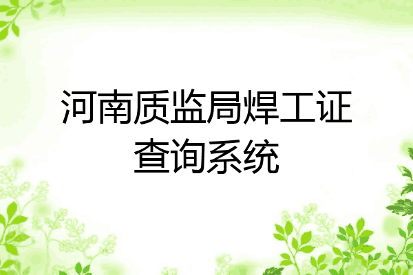 河南质监局焊工证查询系统