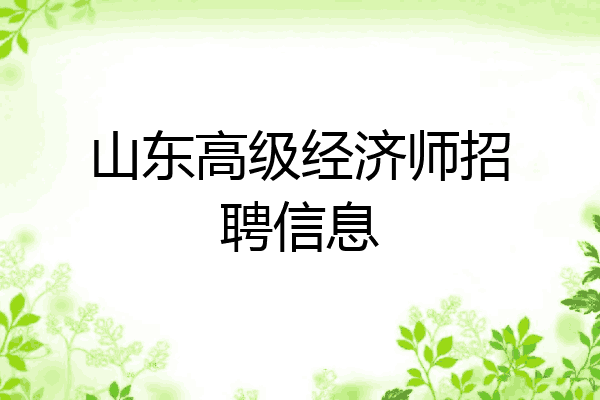 山东高级经济师招聘信息