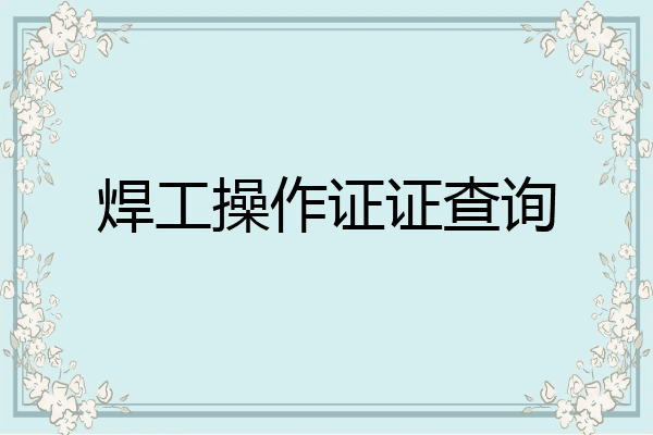焊工操作证证查询