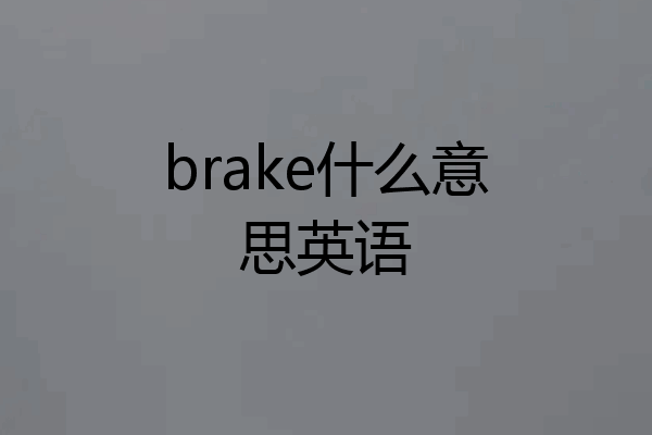 brake什么意思英语