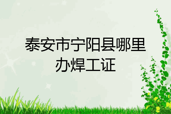 泰安市宁阳县哪里办焊工证
