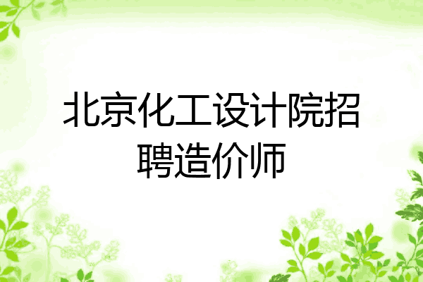北京化工设计院招聘造价师