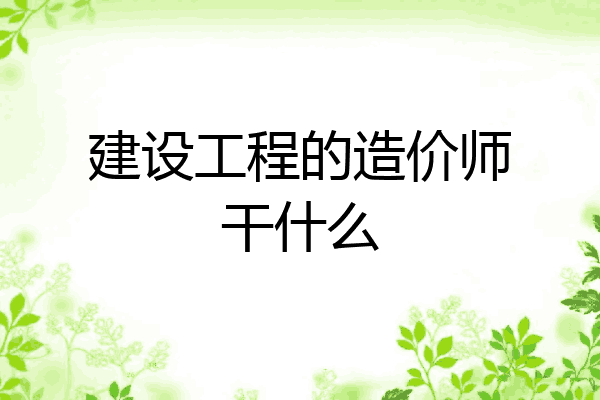 建设工程的造价师干什么