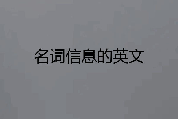 名词信息的英文