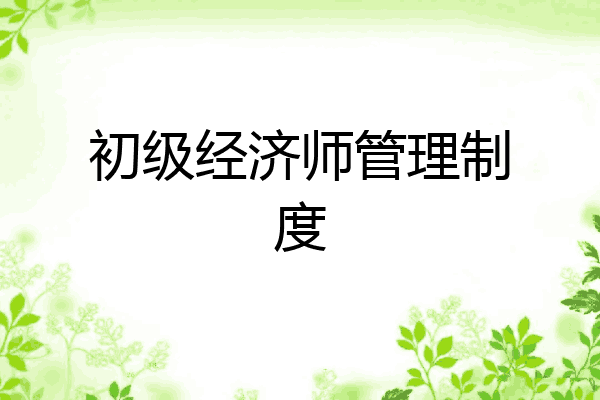 初级经济师管理制度
