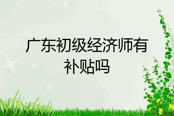 广东初级经济师有补贴吗