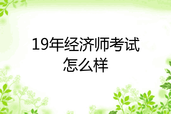 19年经济师考试怎么样