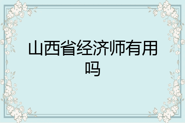 山西省经济师有用吗
