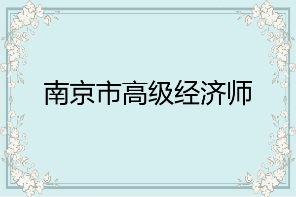 南京市高级经济师