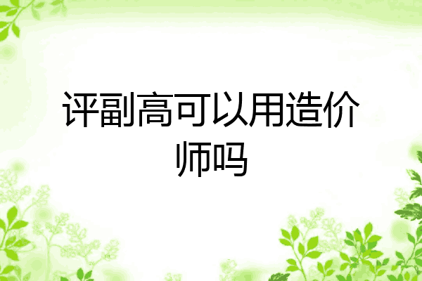 评副高可以用造价师吗