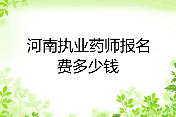 河南执业药师报名费多少钱