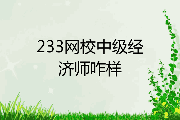 233网校中级经济师咋样