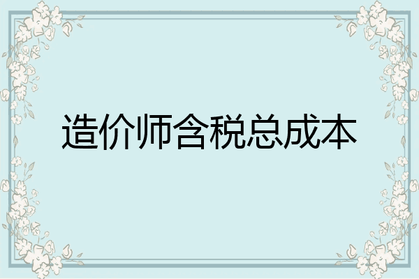 造价师含税总成本