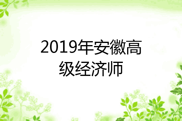 2019年安徽高级经济师