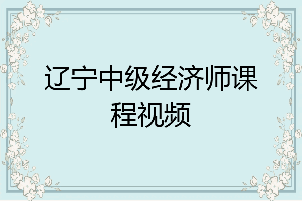 辽宁中级经济师课程视频