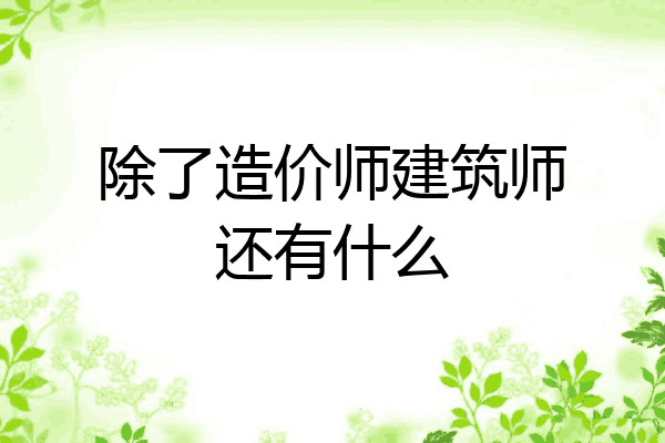 除了造价师建筑师还有什么