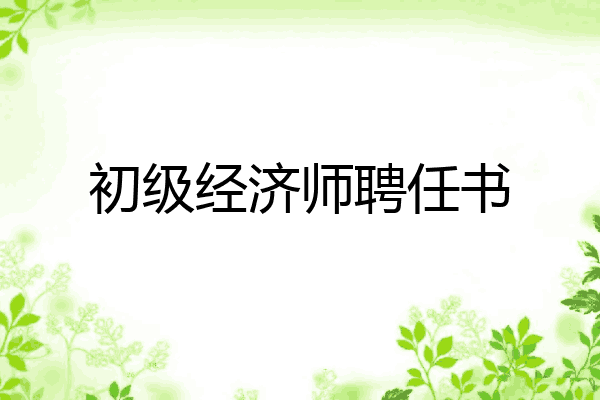 初级经济师聘任书