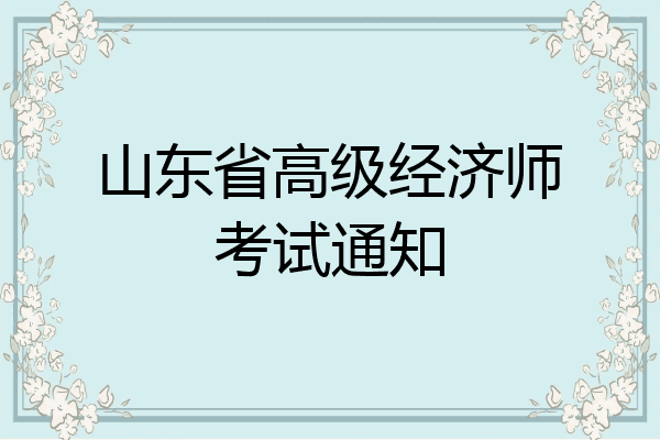 山东省高级经济师考试通知