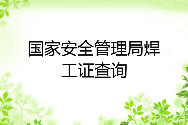 国家安全管理局焊工证查询
