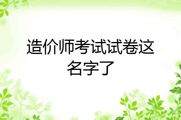 造价师考试试卷这名字了