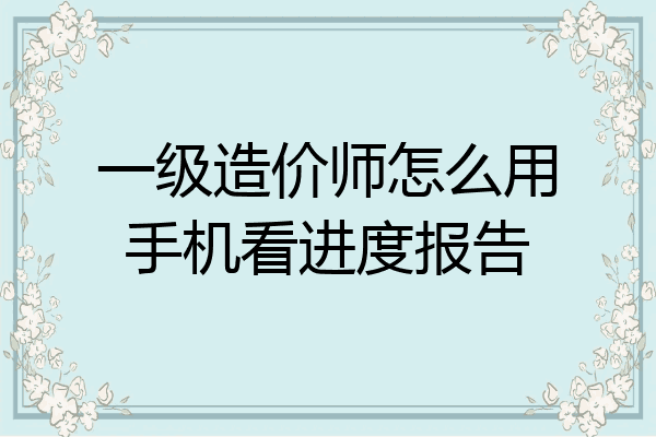 一级造价师怎么用手机看进度报告