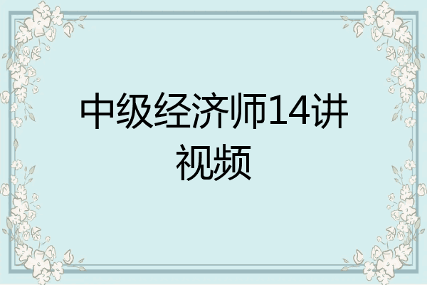 中级经济师14讲视频
