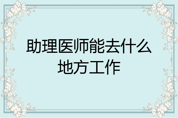 助理医师能去什么地方工作