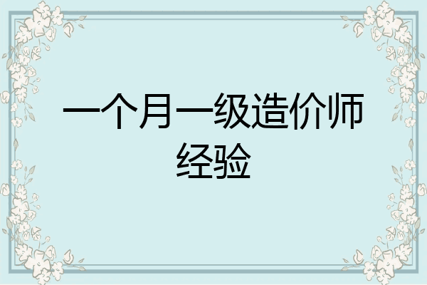 一个月一级造价师经验