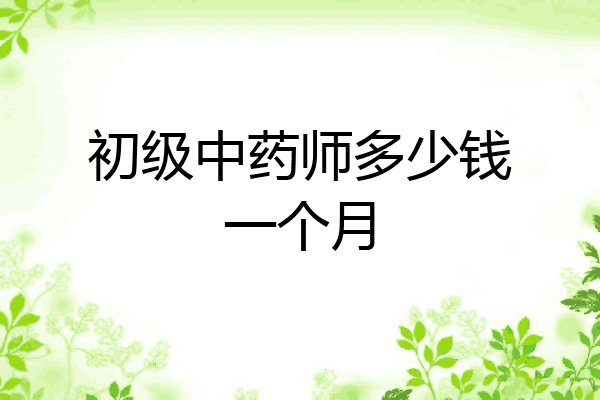 初级中药师多少钱一个月
