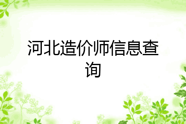 河北造价师信息查询